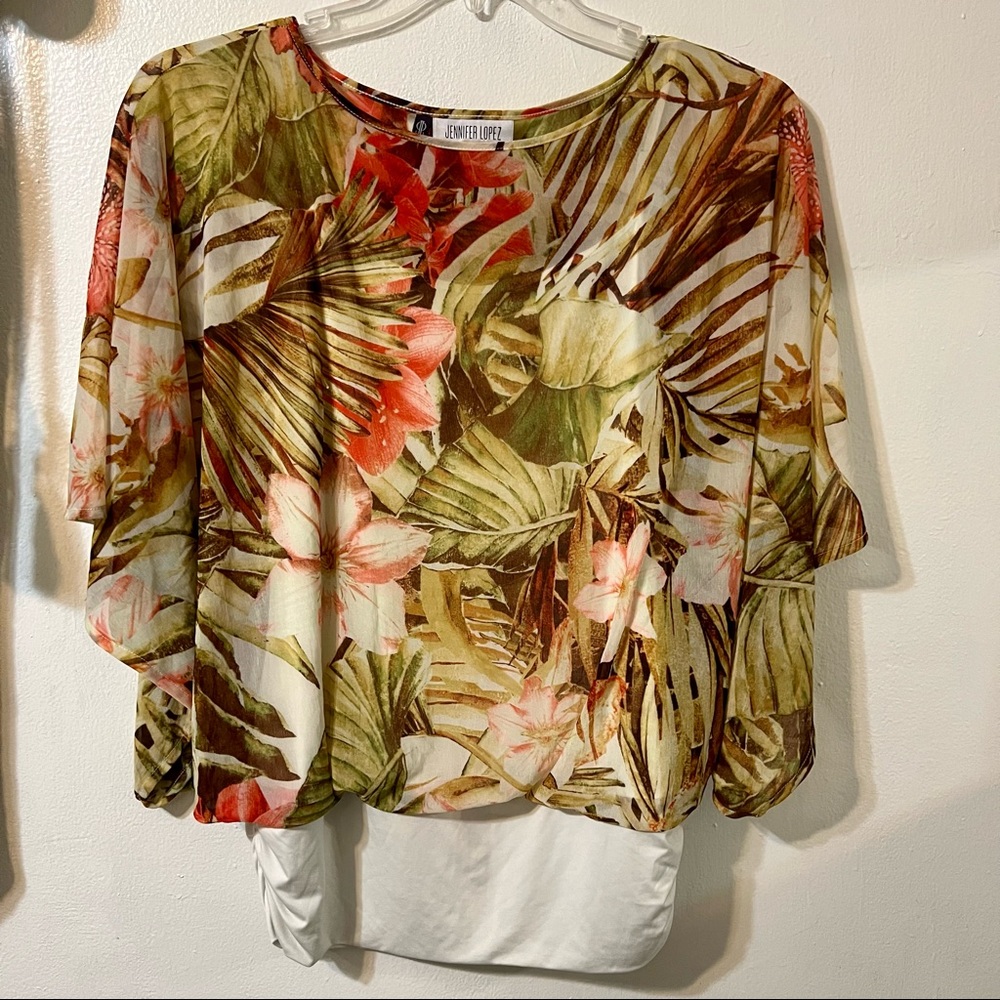Jennifer Lopez tropical print blouse size M